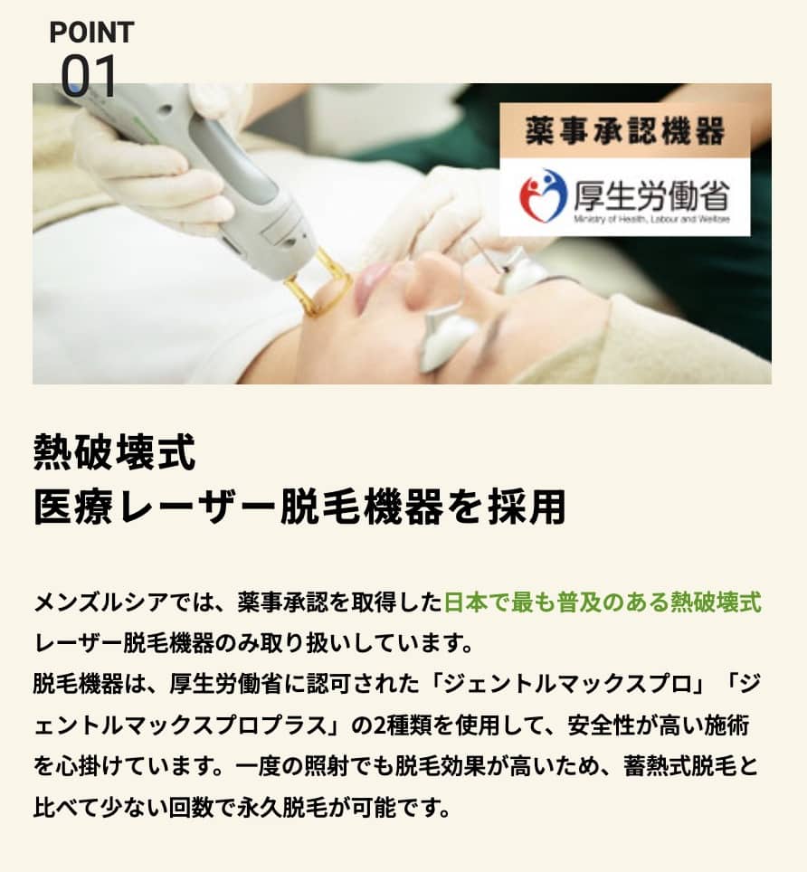 脱毛マシンも厚生労働省の承認を得たジェントルマックスを使用