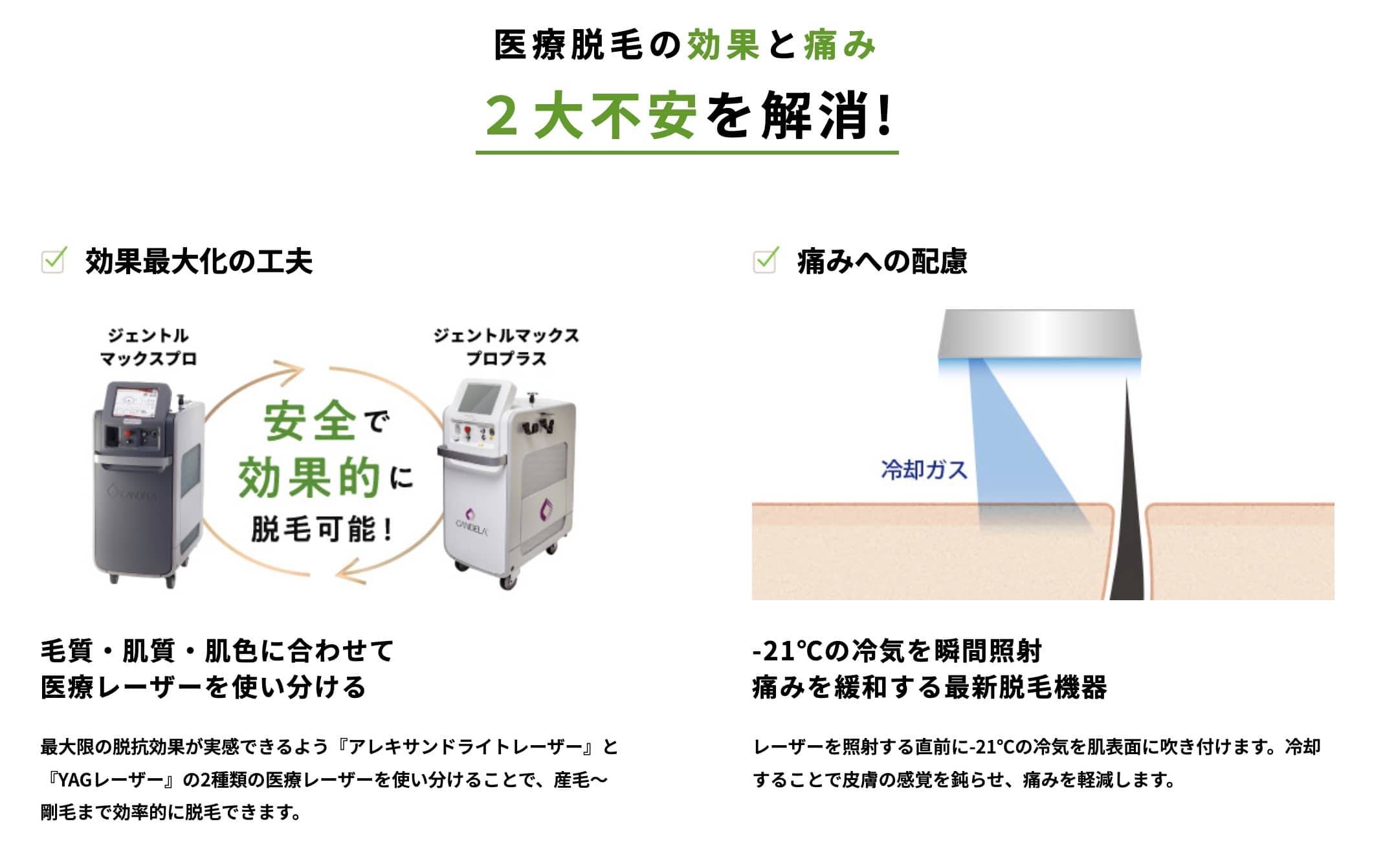 厚生労働省の承認を得たジェントルマックス Pro PlusかGentleMax Proを使用