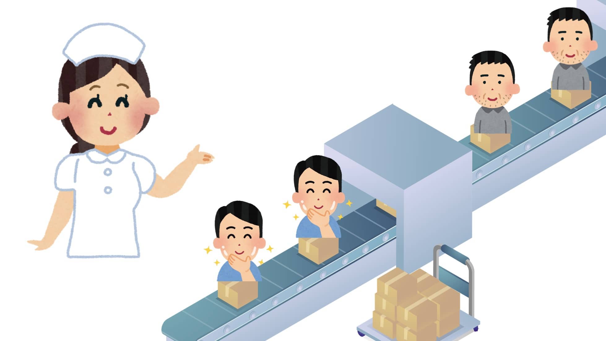 湘南美容クリニックの看護師がテキパキとヒゲ脱毛男性を何人も施術している様子